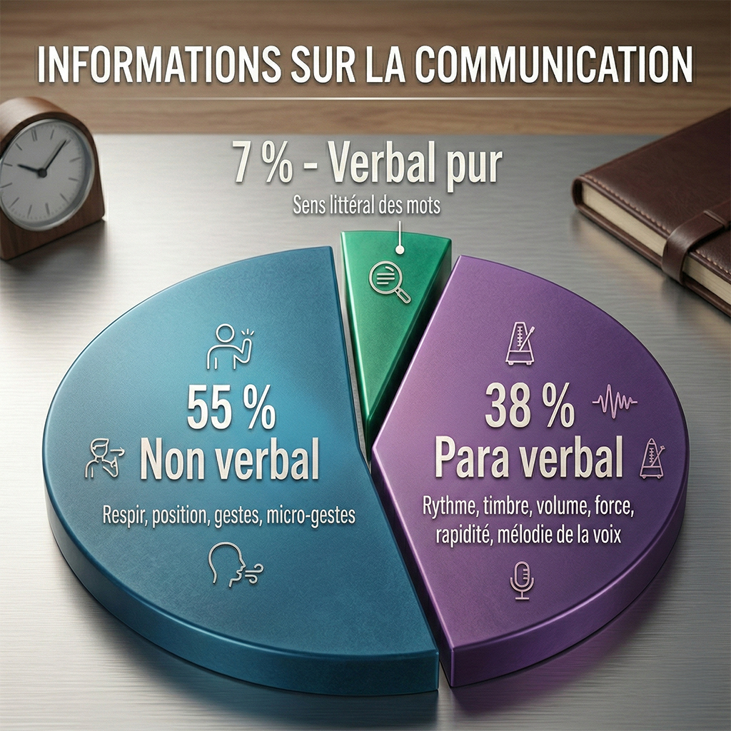 Graphique - Albert Mehrabian Source : Albert Mehrabian